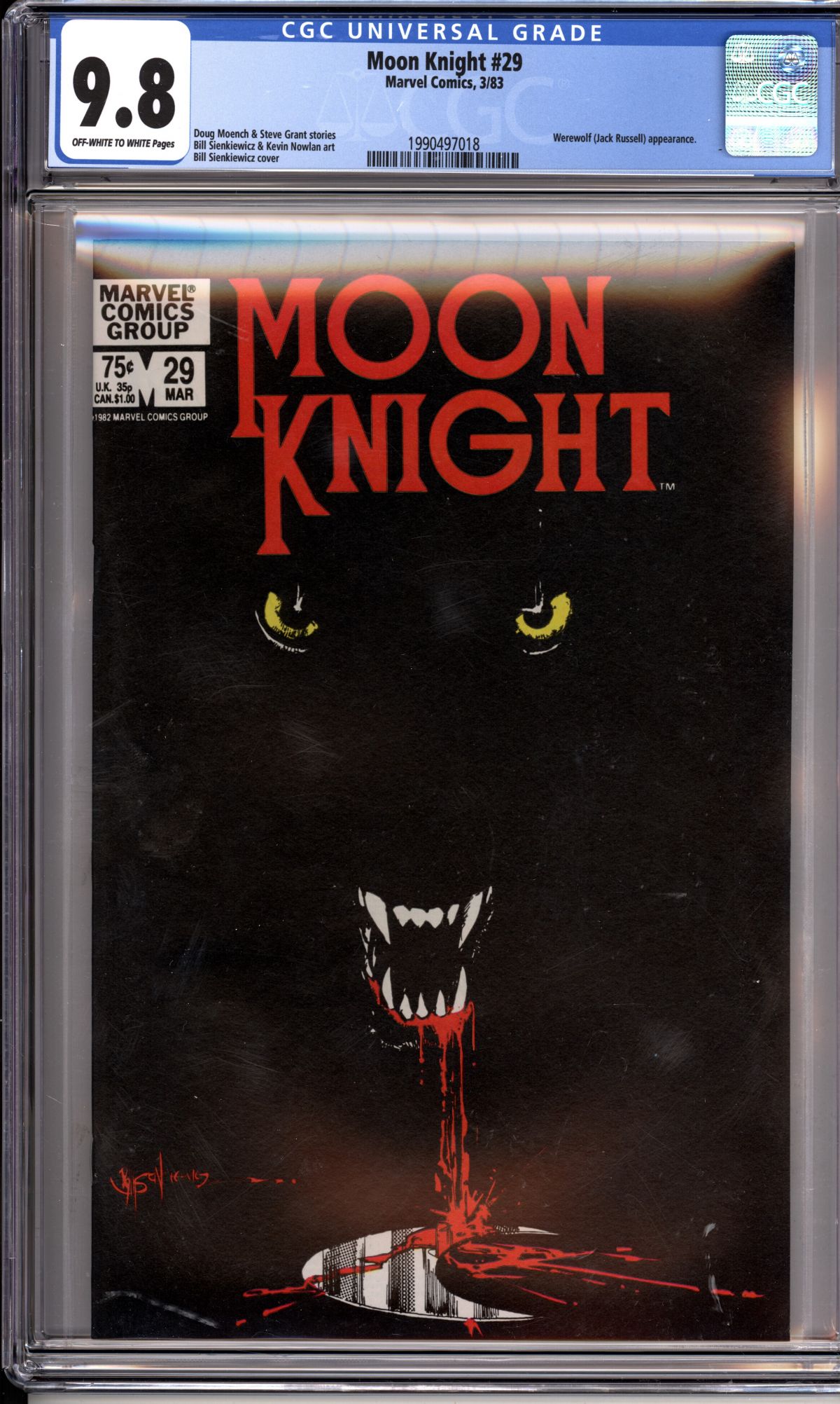 Moon Knight 29 CGC 9 8 Classic Sienkiewicz Cover Copper Modern Age