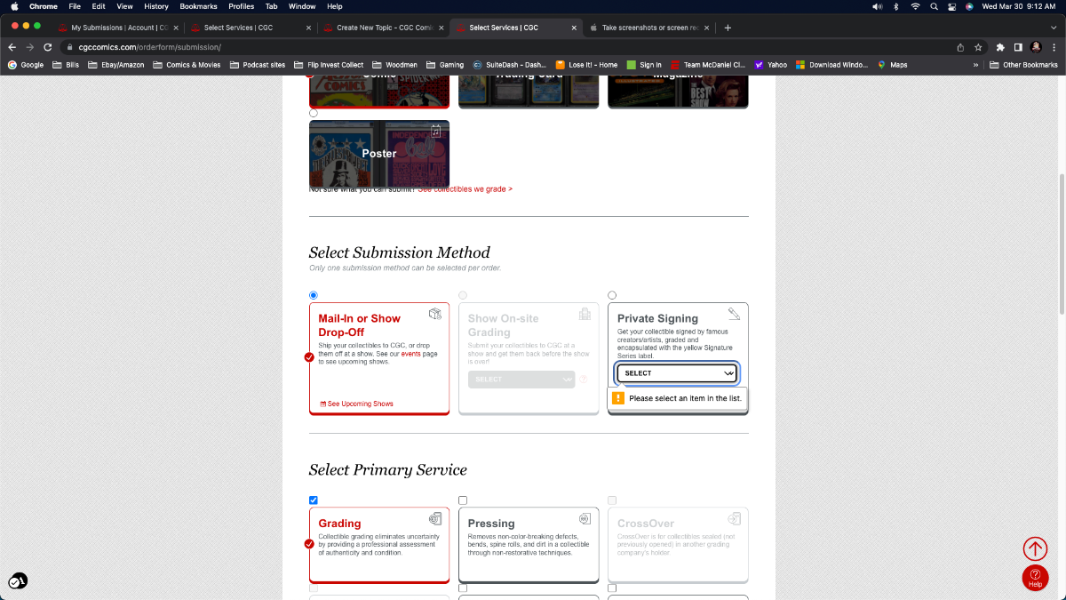 Submission Form Issue - Ask CGC - CGC Comic Book Collectors Chat Boards