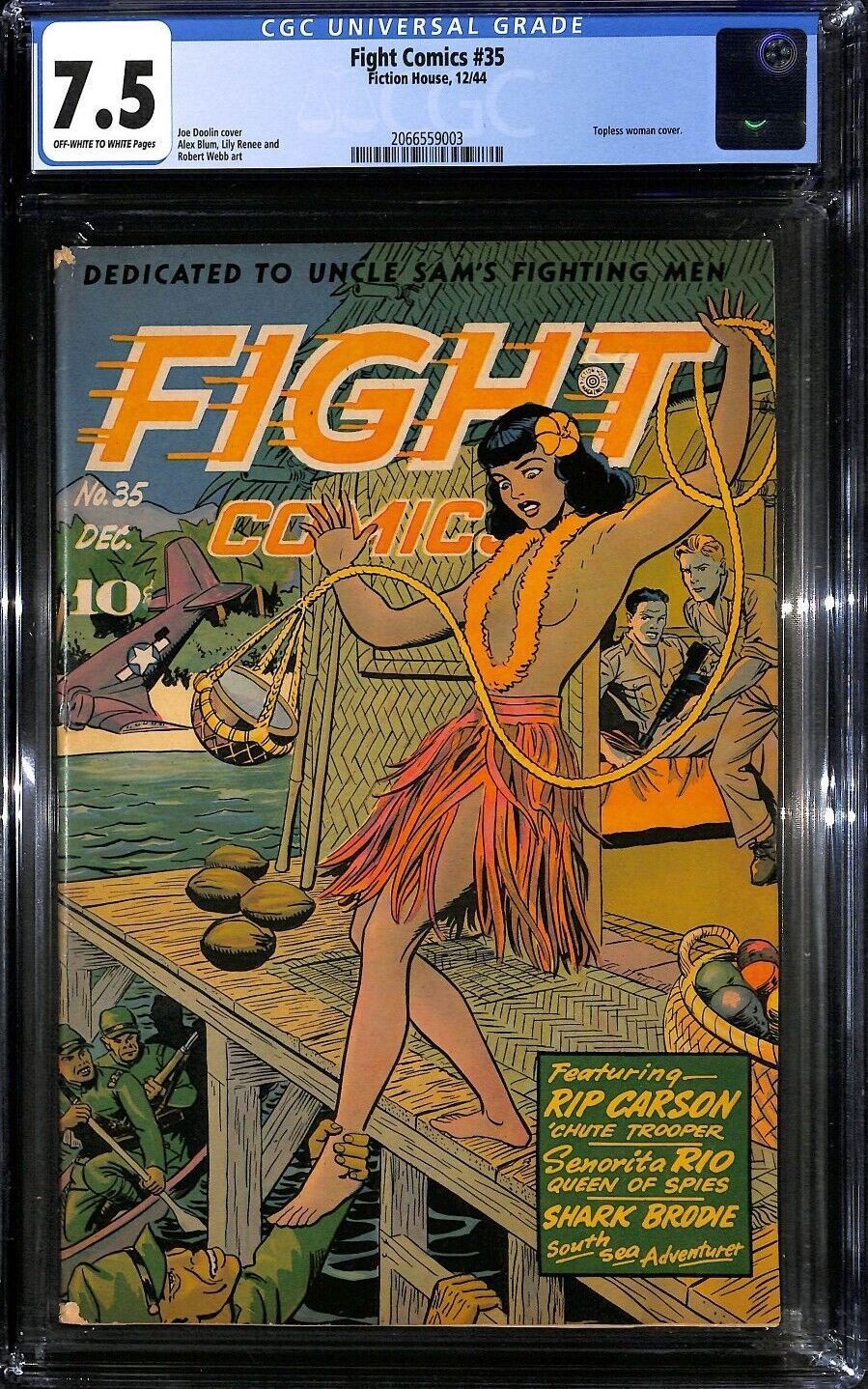 FIGHT COMICS #35 Topless hula girl cover Both SOLD! - Golden / Silver
