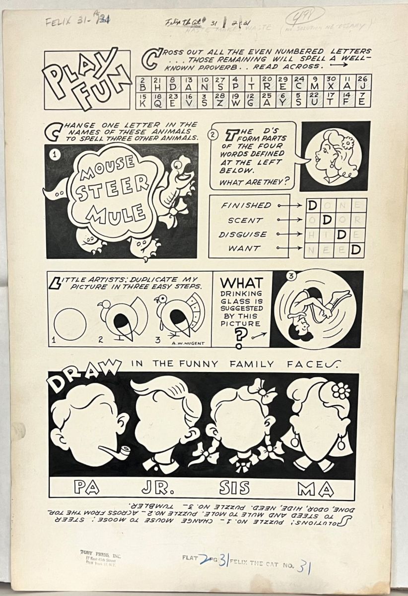 DINO COVER SOLD, PLAY FUN 1952 A. W. Nugent Activity Word Game Puzzle ...