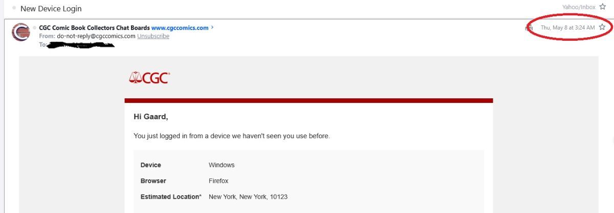 Anybody else get this email about logging in to the CGC website ...