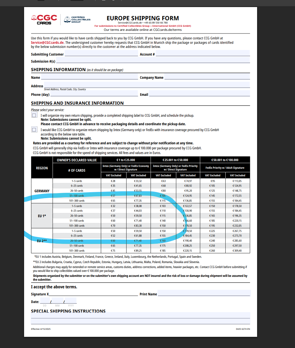 Did cgc change return shipping in eu? - Ask CGC - CGC Comic Book ...
