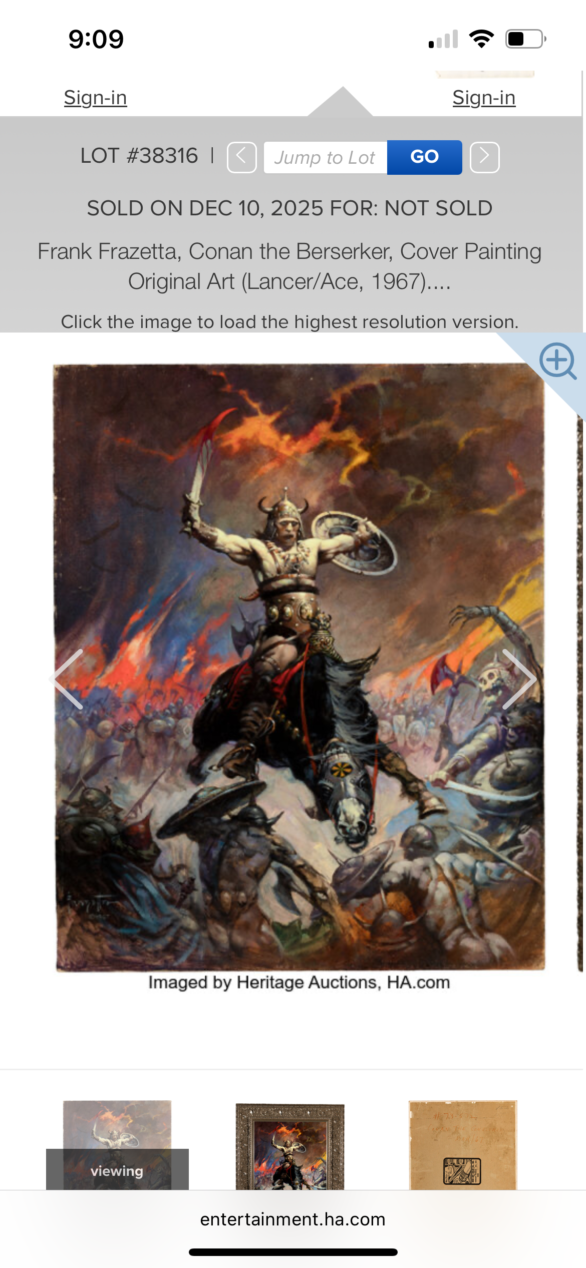 Frazetta Conan the Berserker - Original Comic Art - CGC Comic Book