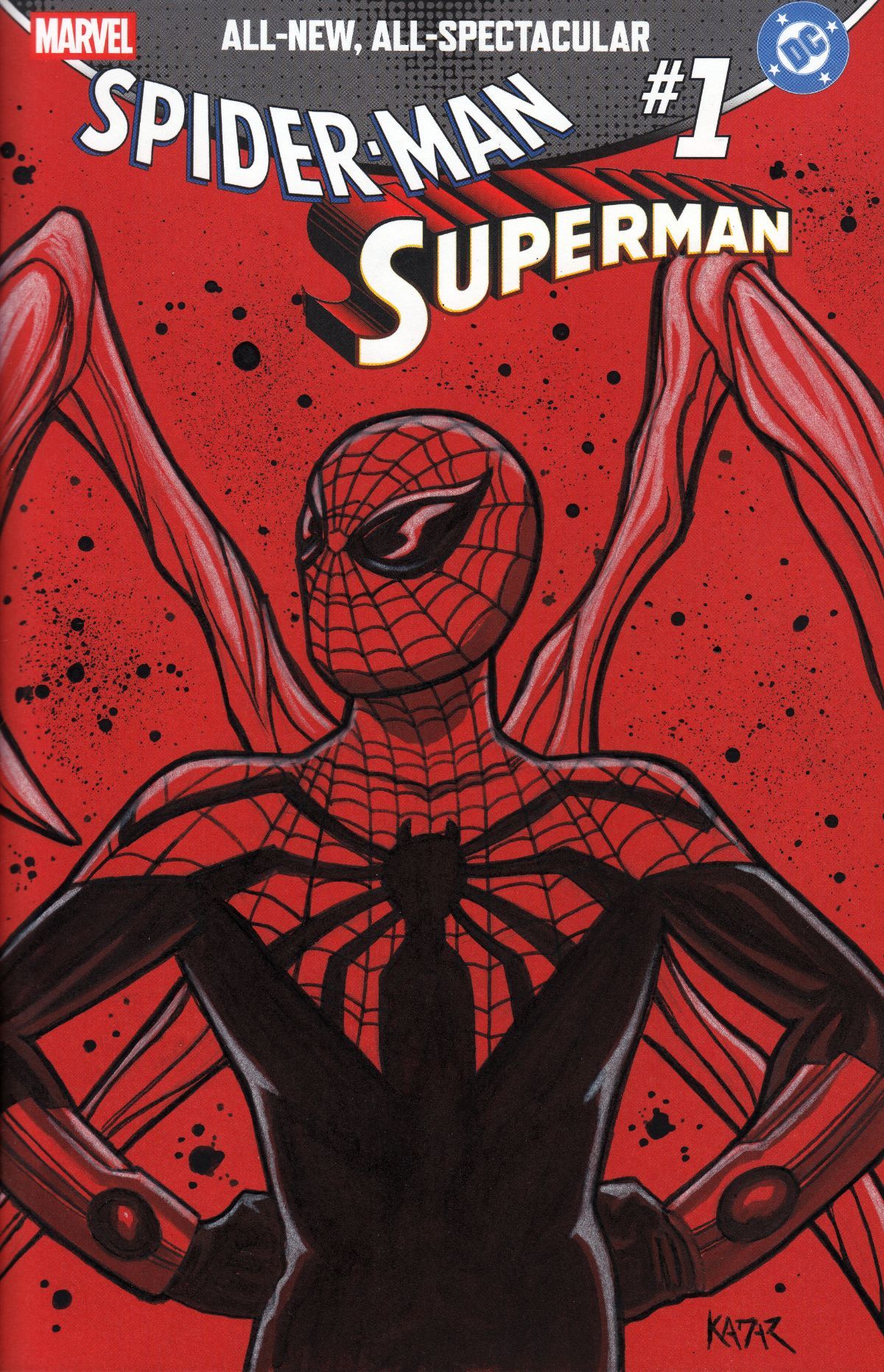 Spider-Man/Superman #1 painted sketch coves by Frank Kadar - Sales
